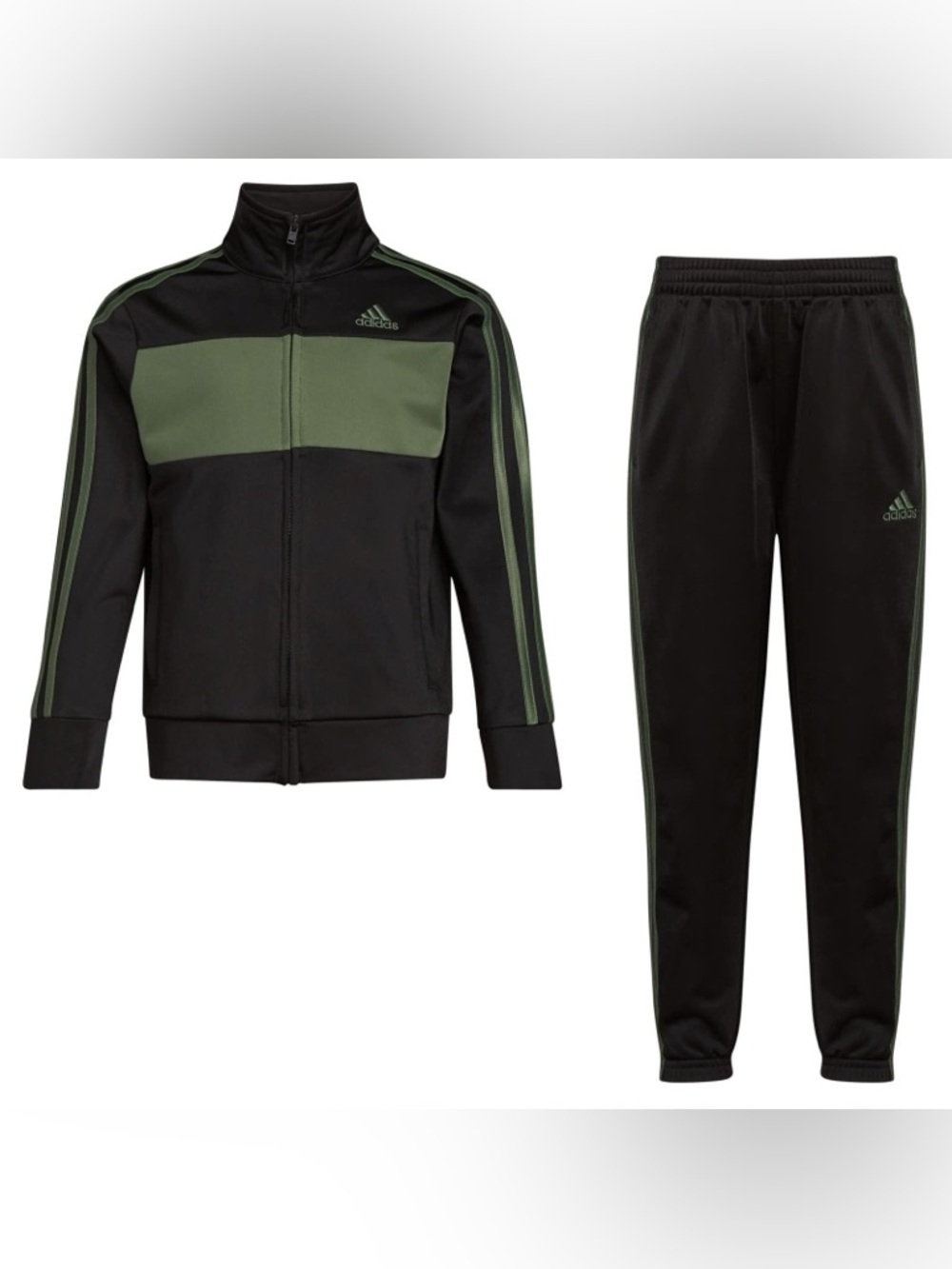adidas Kids Black and Olive Track Jacket & Pants Set NWOT